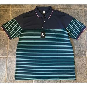 FOOTJOY FJ Mens BRETON PRODRY Stripe Stretch PIQUE Knit Golf POLO Shirt XXL